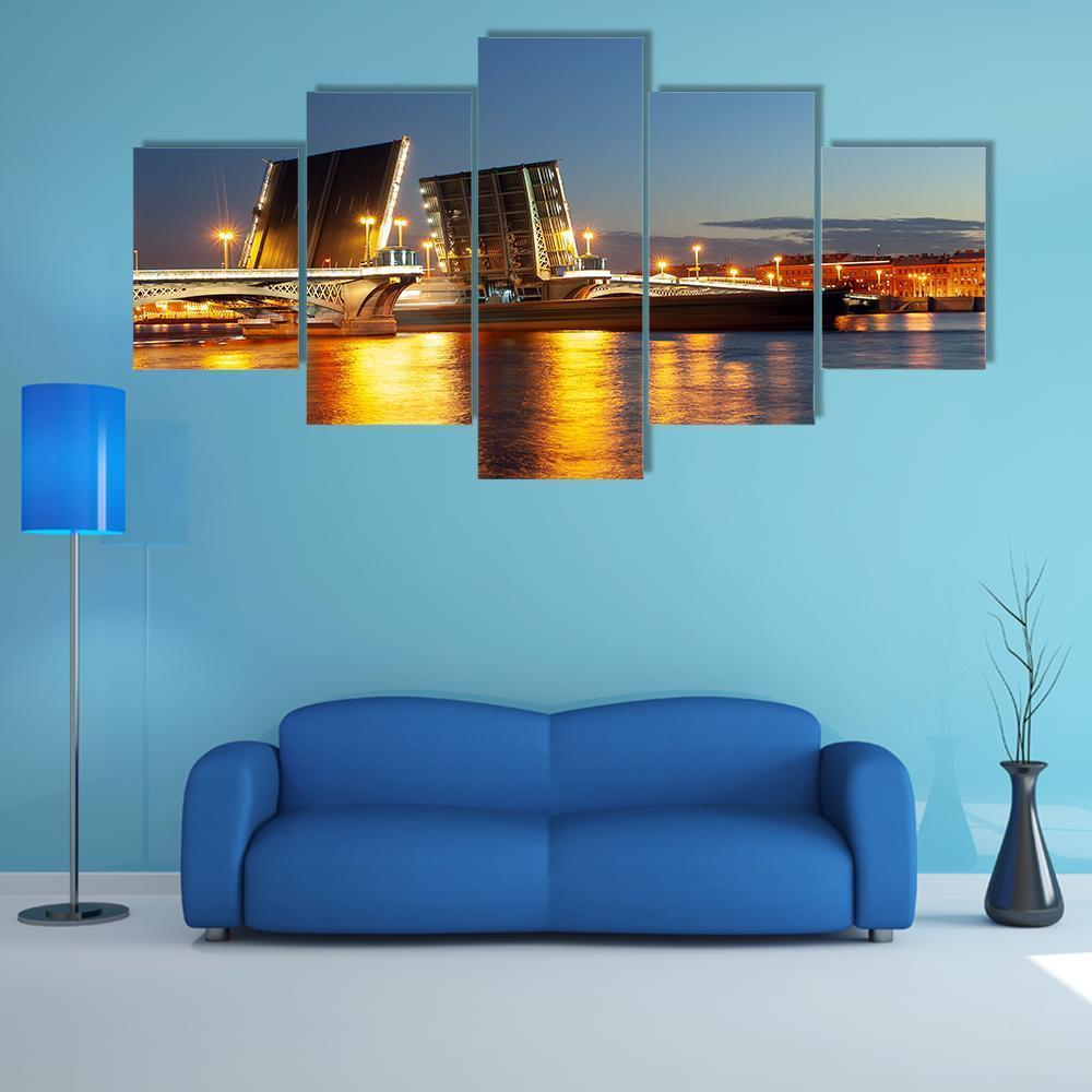 Raised Blagoveshchensky Bridge Canvas Wall Art-5 Star-Gallery Wrap-62" x 32"-Tiaracle
