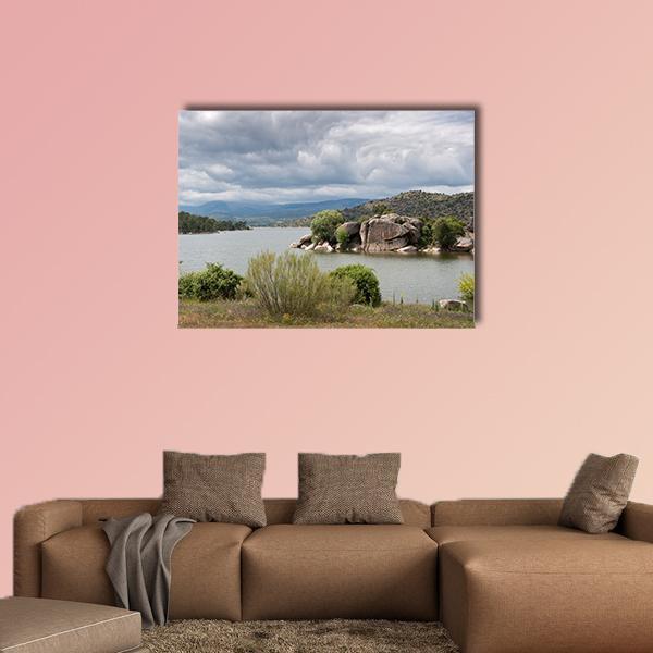 El Burguillo Reservoir Spain Canvas Wall Art-1 Piece-Gallery Wrap-48" x 32"-Tiaracle