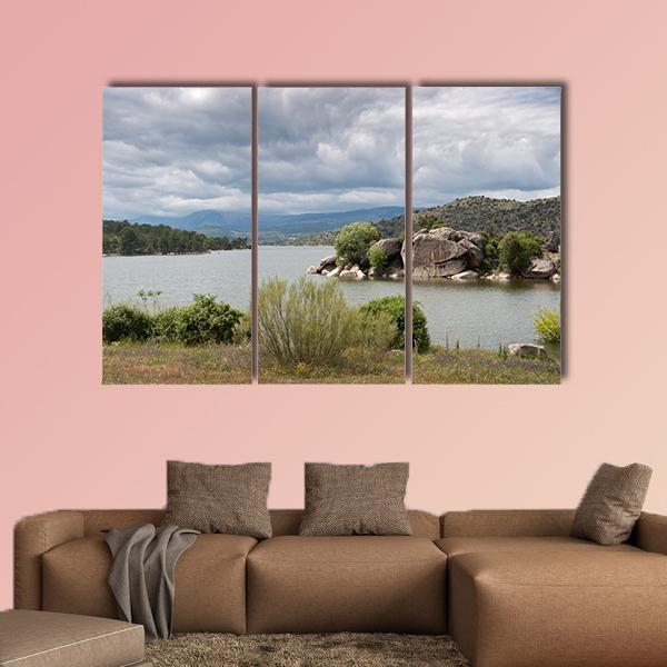 El Burguillo Reservoir Spain Canvas Wall Art-3 Horizontal-Gallery Wrap-37" x 24"-Tiaracle