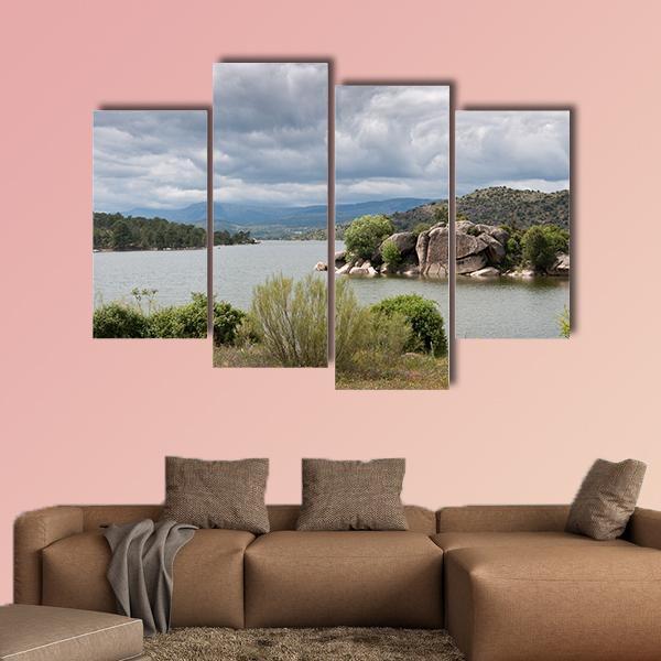 El Burguillo Reservoir Spain Canvas Wall Art-5 Pop-Gallery Wrap-47" x 32"-Tiaracle