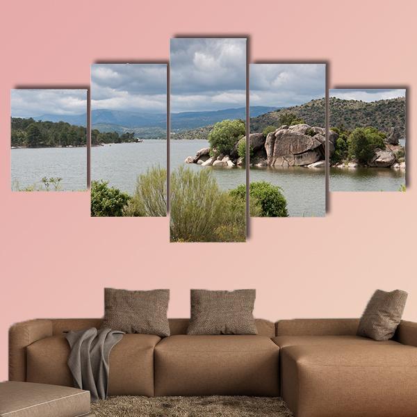 El Burguillo Reservoir Spain Canvas Wall Art-5 Star-Gallery Wrap-62" x 32"-Tiaracle