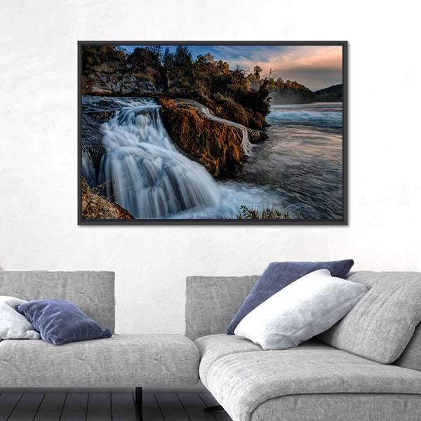 The Rhine Falls Canvas Wall Art-1 Piece-Floating Frame-24" x 16"-Tiaracle