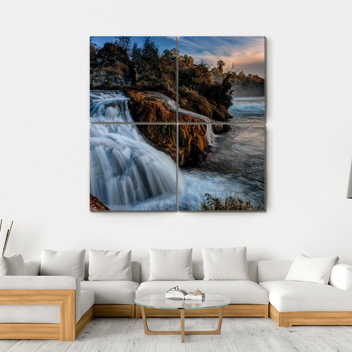 The Rhine Falls Canvas Wall Art-4 Square-Gallery Wrap-17" x 17"-Tiaracle