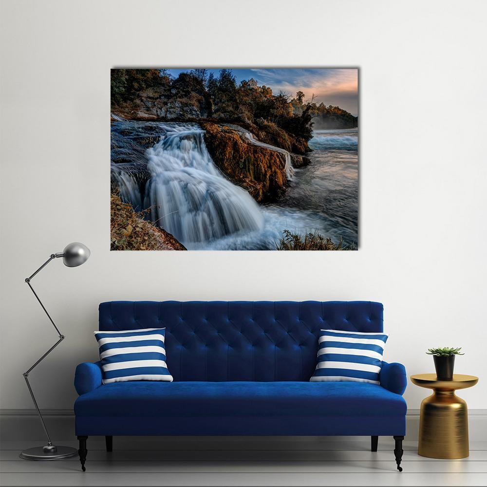 The Rhine Falls Canvas Wall Art-3 Horizontal-Gallery Wrap-37" x 24"-Tiaracle