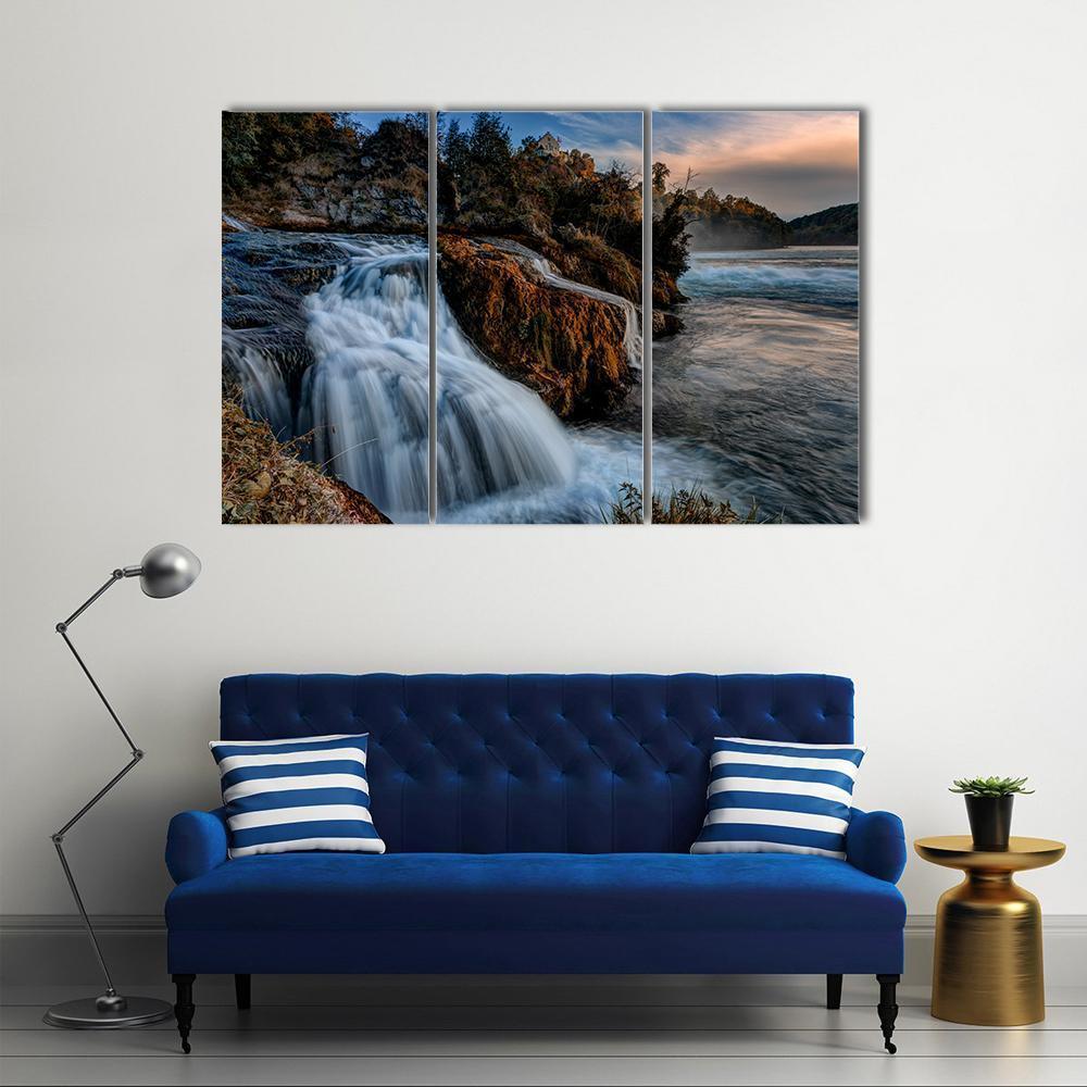 The Rhine Falls Canvas Wall Art-3 Horizontal-Gallery Wrap-37" x 24"-Tiaracle