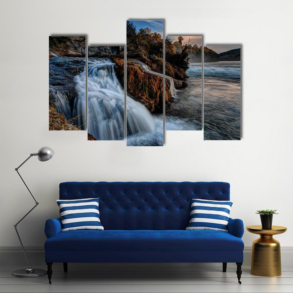 The Rhine Falls Canvas Wall Art-5 Pop-Gallery Wrap-47" x 32"-Tiaracle