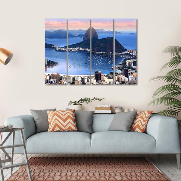 The Rio De Janeiro Brazil Landscape Canvas Wall Art-4 Horizontal-Gallery Wrap-34" x 24"-Tiaracle