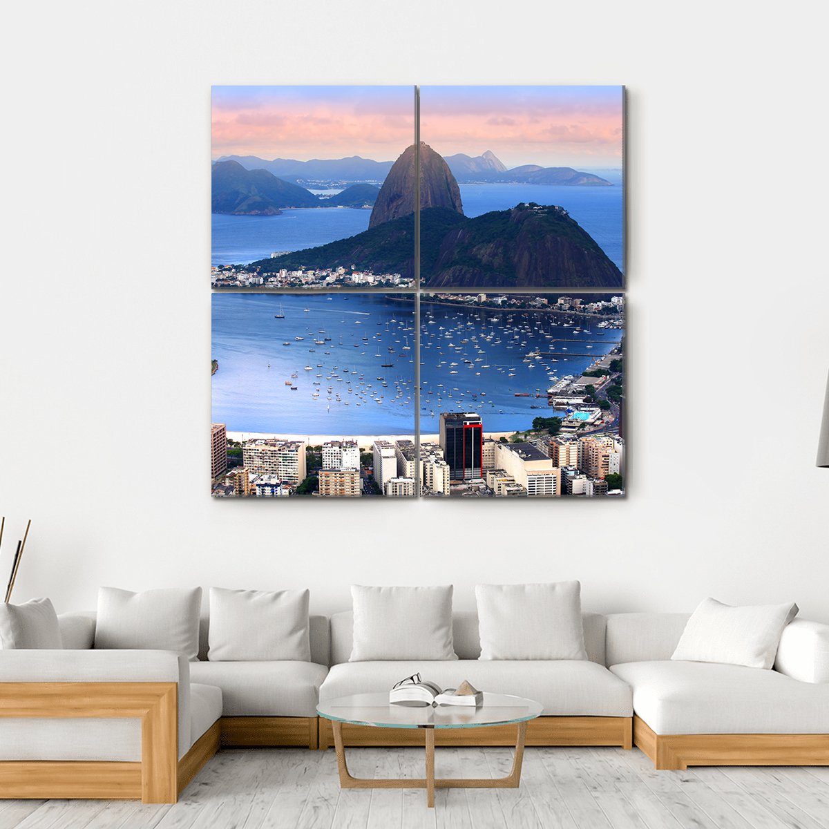 The Rio De Janeiro Brazil Landscape Canvas Wall Art-4 Square-Gallery Wrap-17" x 17"-Tiaracle