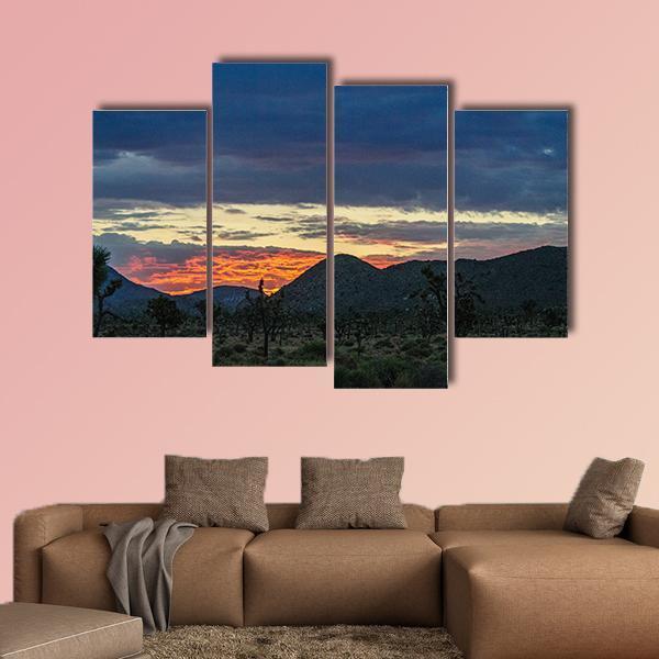 Rising Sun In California Canvas Wall Art-4 Pop-Gallery Wrap-50" x 32"-Tiaracle