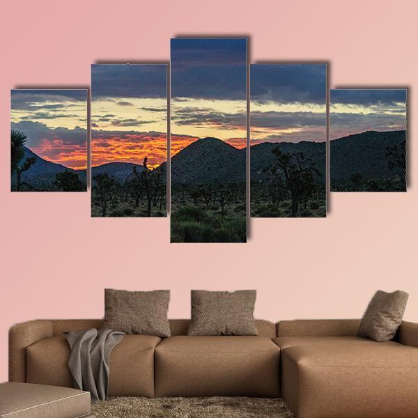 Rising Sun In California Canvas Wall Art-5 Pop-Gallery Wrap-47" x 32"-Tiaracle