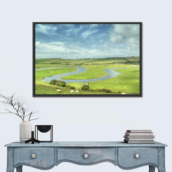 River Cuckmere UK Canvas Wall Art-3 Horizontal-Gallery Wrap-25" x 16"-Tiaracle