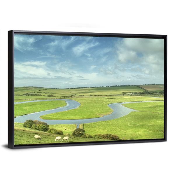 River Cuckmere UK Canvas Wall Art-3 Horizontal-Gallery Wrap-25" x 16"-Tiaracle