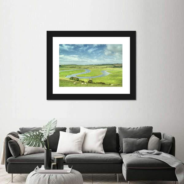 River Cuckmere UK Canvas Wall Art-1 Piece-Framed Print-20" x 16"-Tiaracle