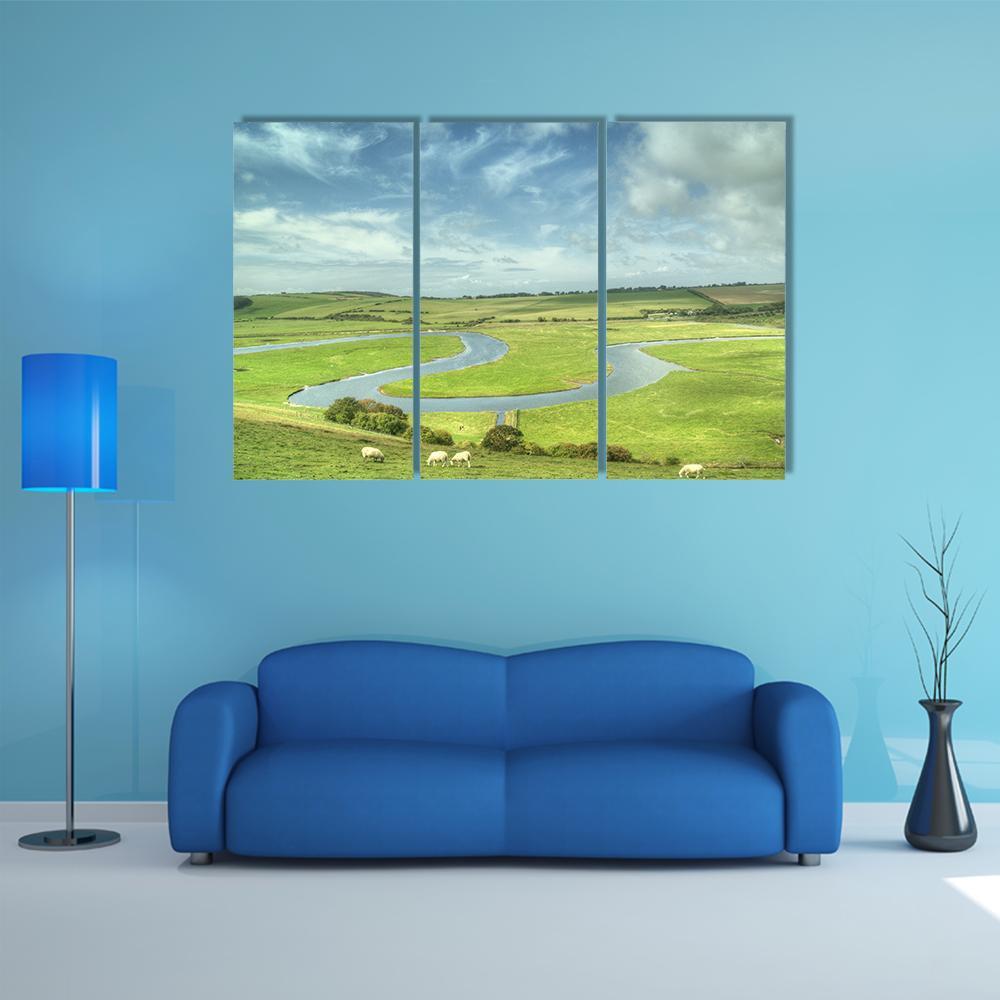 River Cuckmere UK Canvas Wall Art-3 Horizontal-Gallery Wrap-37" x 24"-Tiaracle