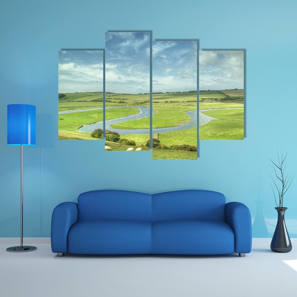 River Cuckmere UK Canvas Wall Art-4 Pop-Gallery Wrap-50" x 32"-Tiaracle