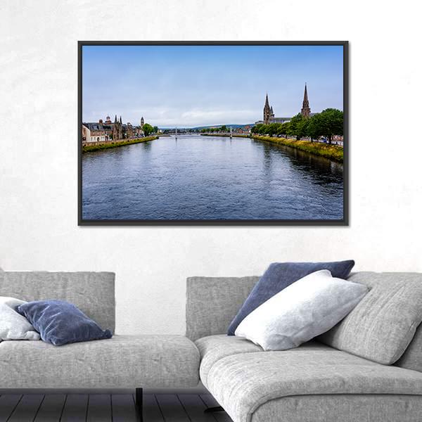 The River Ness Canvas Wall Art-1 Piece-Floating Frame-24" x 16"-Tiaracle