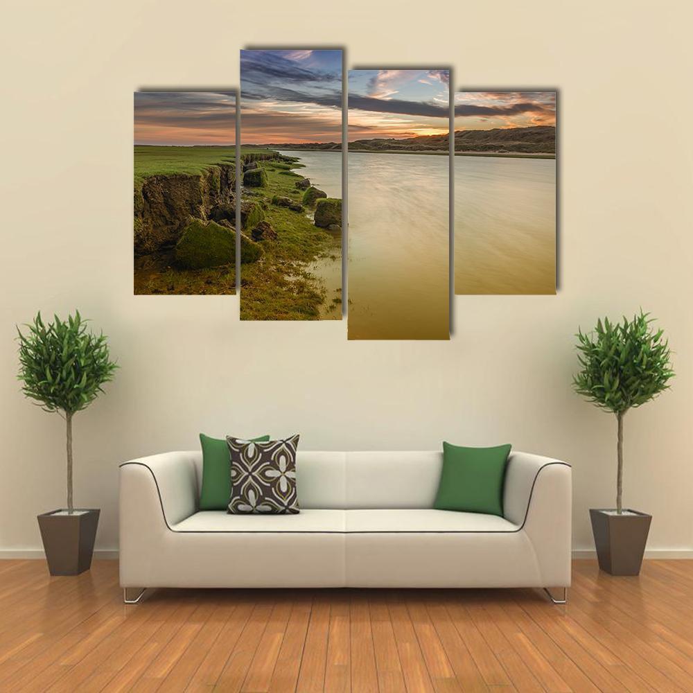 The River Ogmore Canvas Wall Art-4 Pop-Gallery Wrap-50" x 32"-Tiaracle