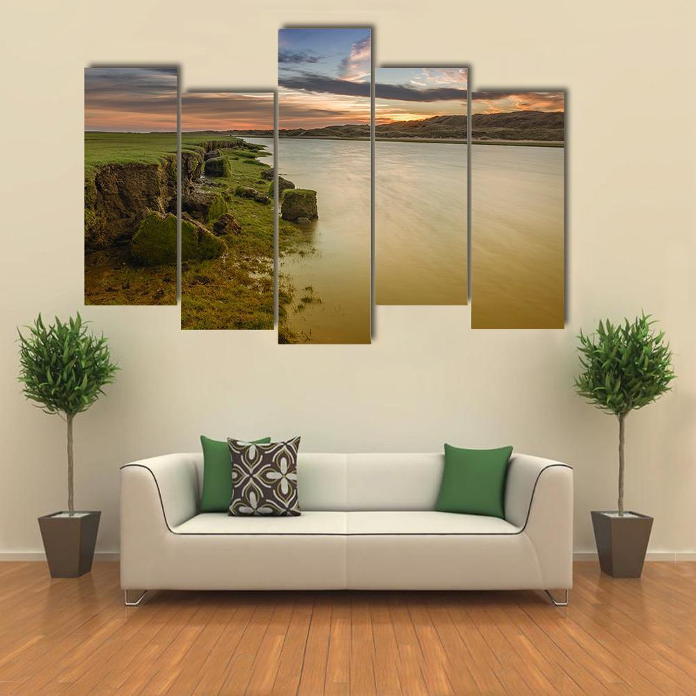 The River Ogmore Canvas Wall Art-5 Pop-Gallery Wrap-47" x 32"-Tiaracle