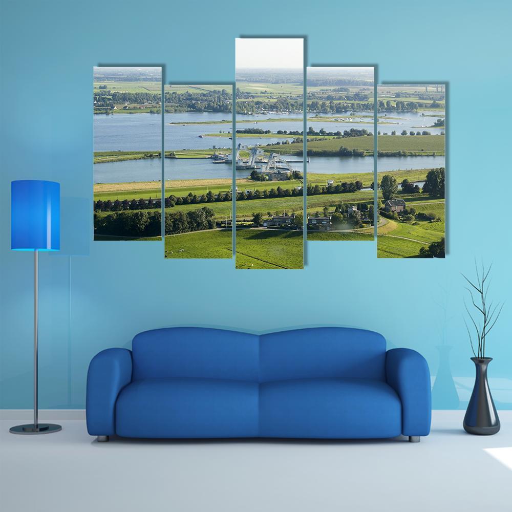 The River Rhine Canvas Wall Art-5 Pop-Gallery Wrap-47" x 32"-Tiaracle