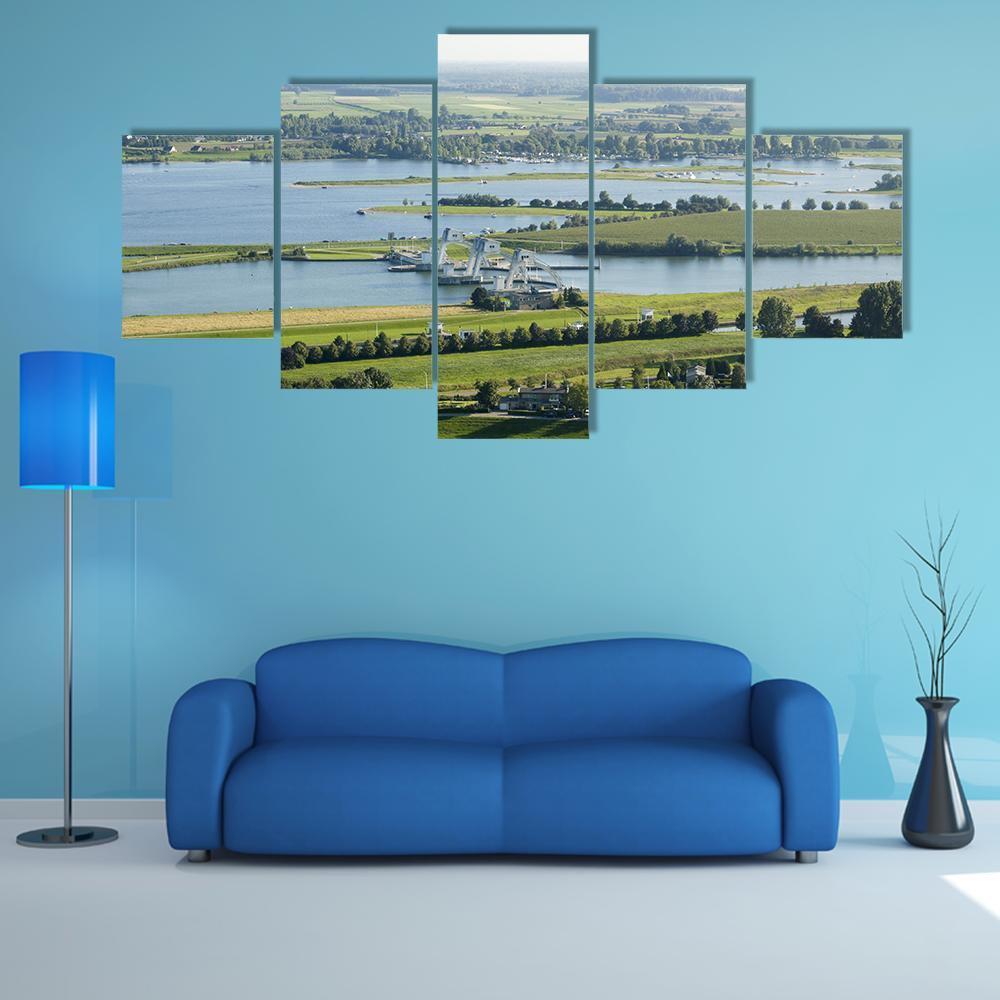 The River Rhine Canvas Wall Art-5 Star-Gallery Wrap-62&quot; x 32&quot;-Tiaracle