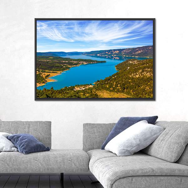The River Verdon France Canvas Wall Art-1 Piece-Floating Frame-24" x 16"-Tiaracle
