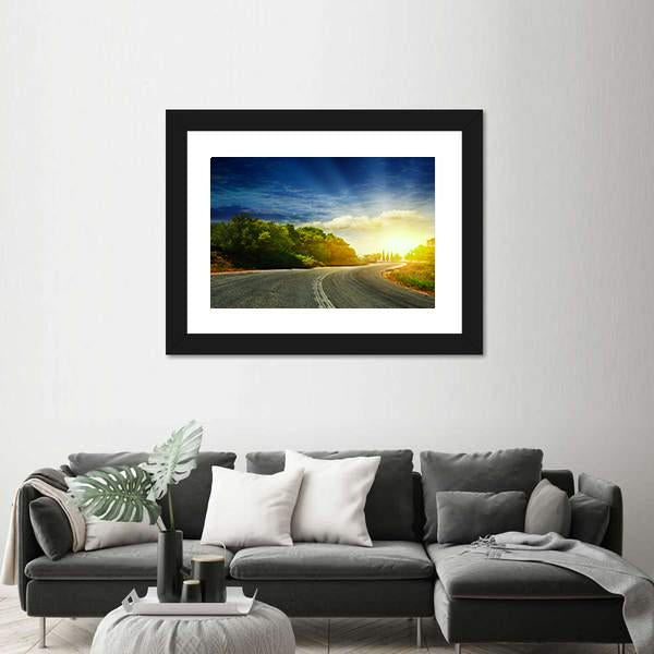 Road In The Mountains Canvas Wall Art-1 Piece-Framed Print-20" x 16"-Tiaracle