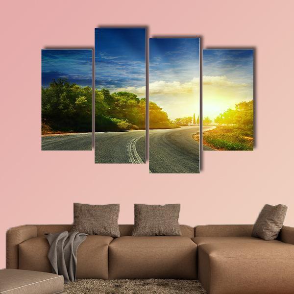 Road In The Mountains Canvas Wall Art-4 Pop-Gallery Wrap-50" x 32"-Tiaracle