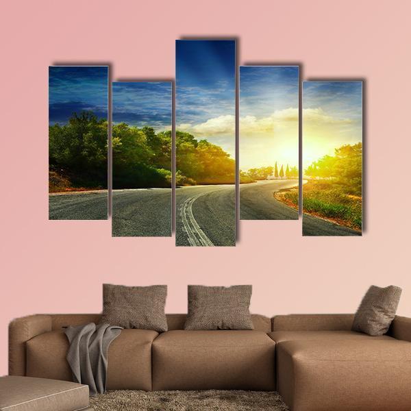 Road In The Mountains Canvas Wall Art-5 Pop-Gallery Wrap-47" x 32"-Tiaracle