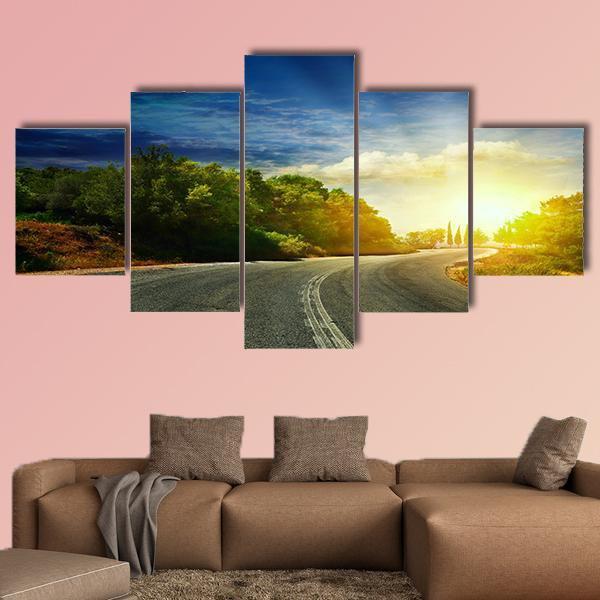 Road In The Mountains Canvas Wall Art-4 Pop-Gallery Wrap-50" x 32"-Tiaracle