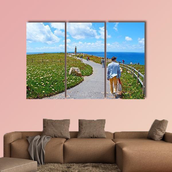 Rocky Cliff In Sintra Portugal Canvas Wall Art-1 Piece-Gallery Wrap-48" x 32"-Tiaracle