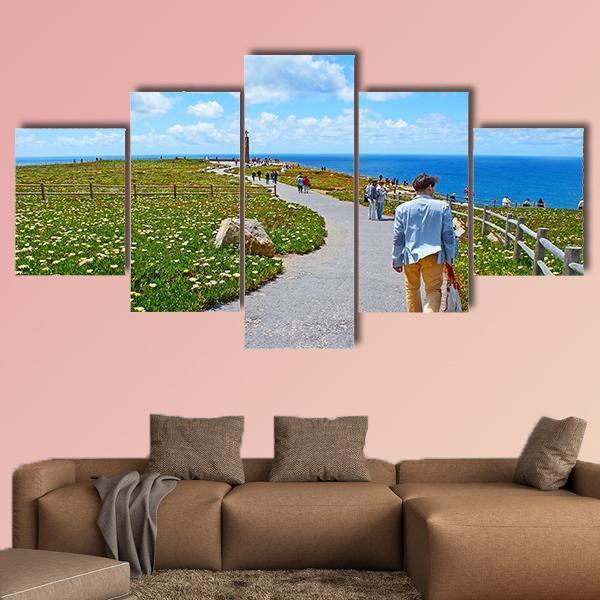 Rocky Cliff In Sintra Portugal Canvas Wall Art-5 Star-Gallery Wrap-62" x 32"-Tiaracle
