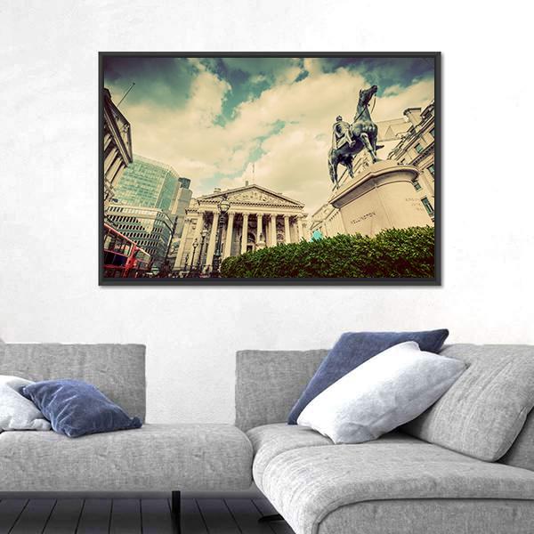 Royal Exchange In London Canvas Wall Art-1 Piece-Floating Frame-24" x 16"-Tiaracle