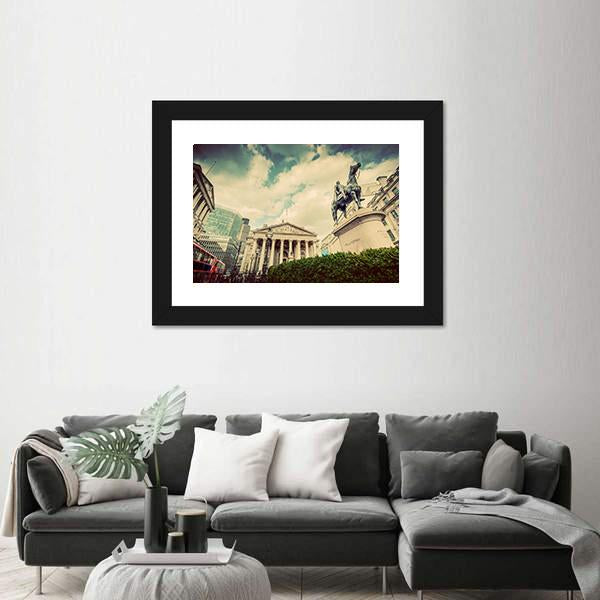 Royal Exchange In London Canvas Wall Art-1 Piece-Framed Print-20" x 16"-Tiaracle
