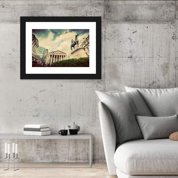 Royal Exchange In London Canvas Wall Art-3 Horizontal-Gallery Wrap-25" x 16"-Tiaracle