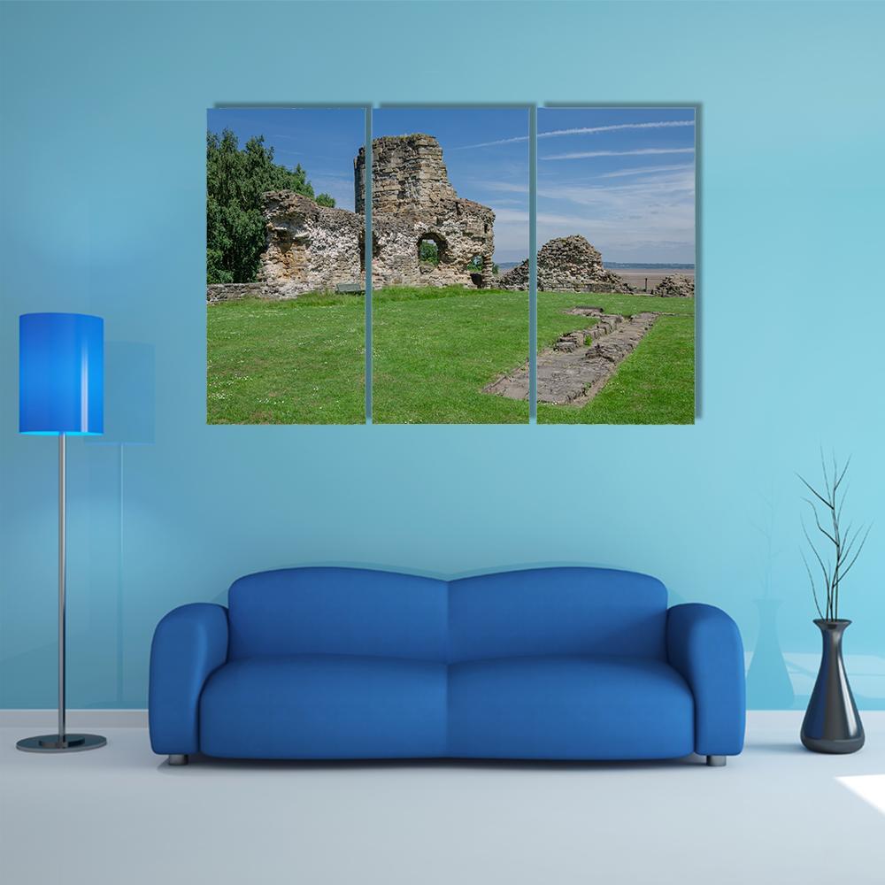 Ruins Of Flint Castle Canvas Wall Art-3 Horizontal-Gallery Wrap-37" x 24"-Tiaracle
