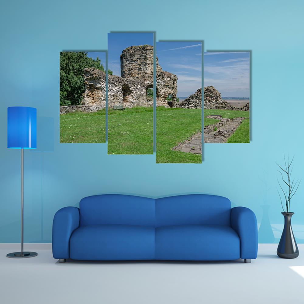 Ruins Of Flint Castle Canvas Wall Art-4 Pop-Gallery Wrap-50" x 32"-Tiaracle