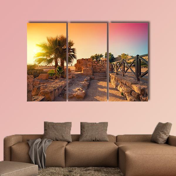 Ancient City In Caesarea Canvas Wall Art-3 Horizontal-Gallery Wrap-37" x 24"-Tiaracle