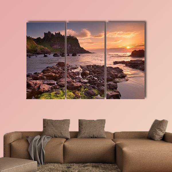 The Dunluce Castle Ireland Canvas Wall Art-3 Horizontal-Gallery Wrap-37" x 24"-Tiaracle