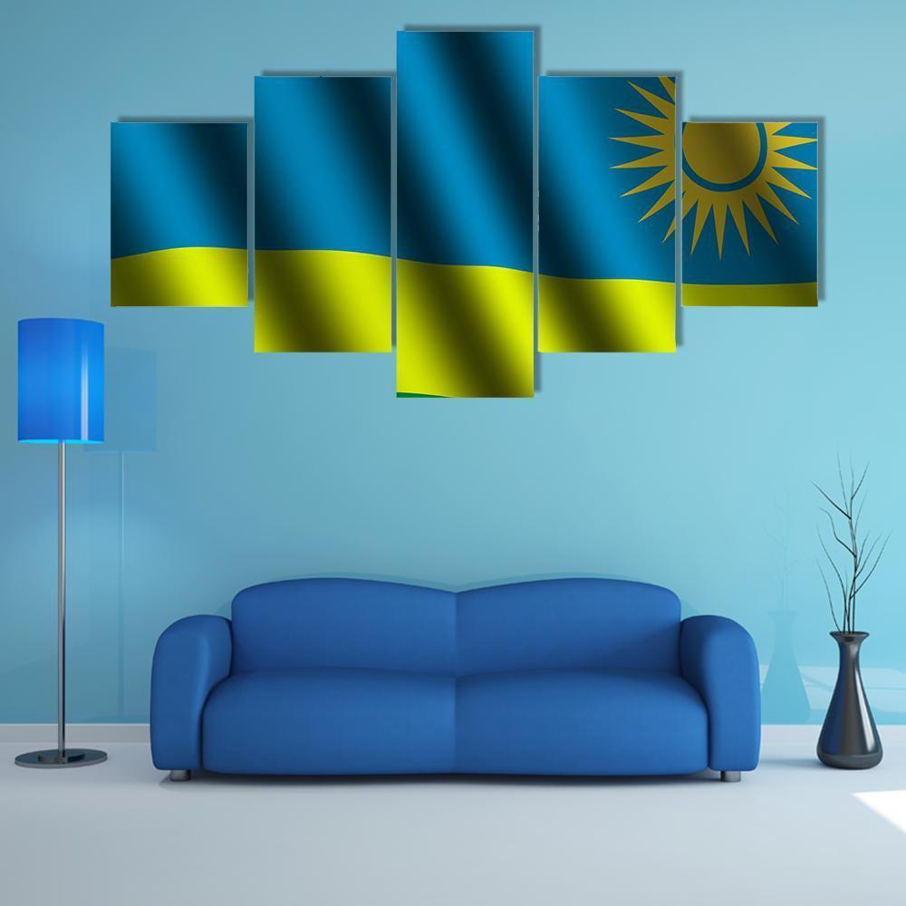 Waving Rwanda Flag Canvas Wall Art-3 Horizontal-Gallery Wrap-37" x 24"-Tiaracle