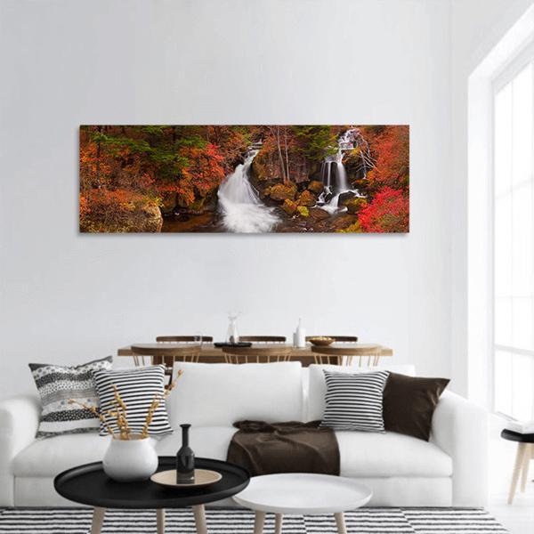 The Ryuzu Falls Japan Panoramic Canvas Wall Art-1 Piece-36" x 12"-Tiaracle