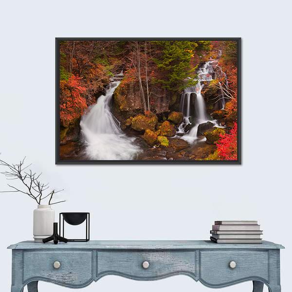 The Ryuzu Falls Japan Panoramic Canvas Wall Art-1 Piece-36" x 12"-Tiaracle