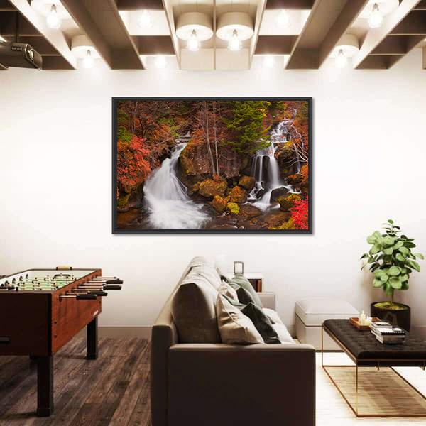 The Ryuzu Falls Japan Panoramic Canvas Wall Art-1 Piece-36" x 12"-Tiaracle