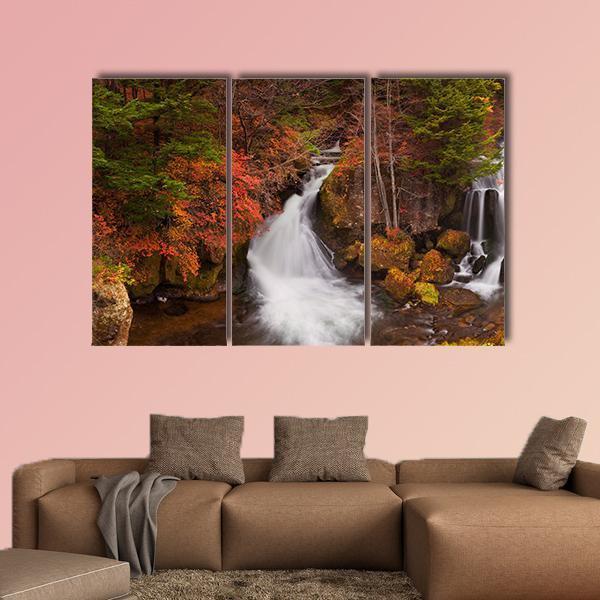 The Ryuzu Falls Japan Canvas Wall Art-3 Horizontal-Gallery Wrap-37" x 24"-Tiaracle