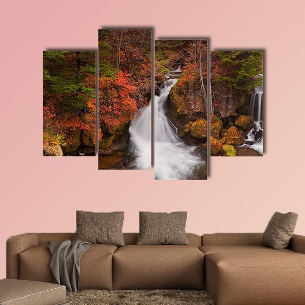 The Ryuzu Falls Japan Canvas Wall Art-4 Pop-Gallery Wrap-50" x 32"-Tiaracle