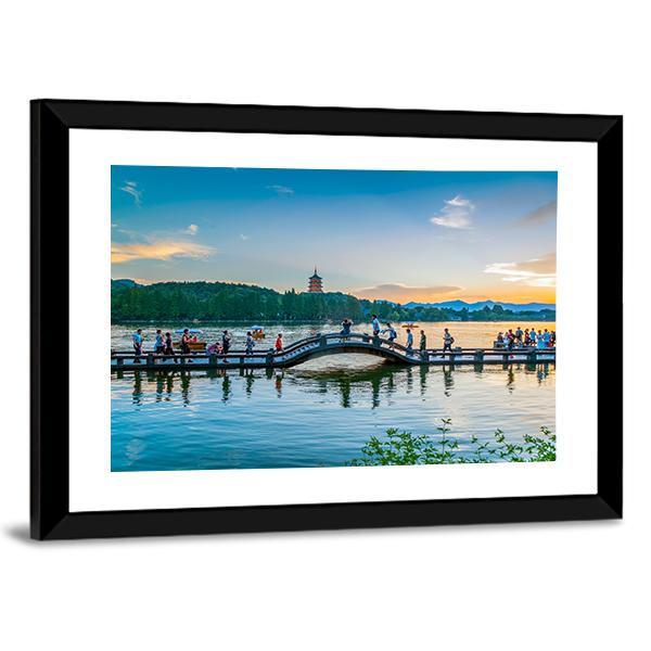 The Scenery Of Hangzhou Canvas Wall Art-3 Horizontal-Gallery Wrap-25" x 16"-Tiaracle