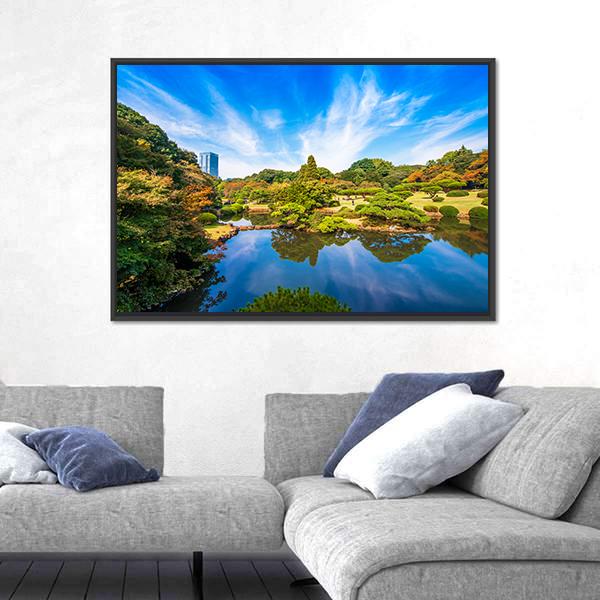 The Shinjuku Park Japan Canvas Wall Art-1 Piece-Floating Frame-24" x 16"-Tiaracle