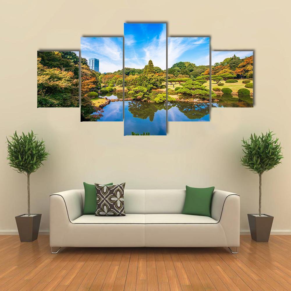 The Shinjuku Park Japan Canvas Wall Art-5 Star-Gallery Wrap-62" x 32"-Tiaracle