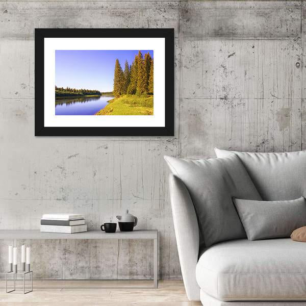 The Shore Of Taiga River Canvas Wall Art-5 Horizontal-Gallery Wrap-22" x 12"-Tiaracle