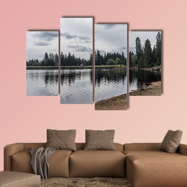 Silberteich Lake Germany Canvas Wall Art-4 Pop-Gallery Wrap-50" x 32"-Tiaracle