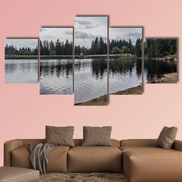 Silberteich Lake Germany Canvas Wall Art-5 Star-Gallery Wrap-62" x 32"-Tiaracle